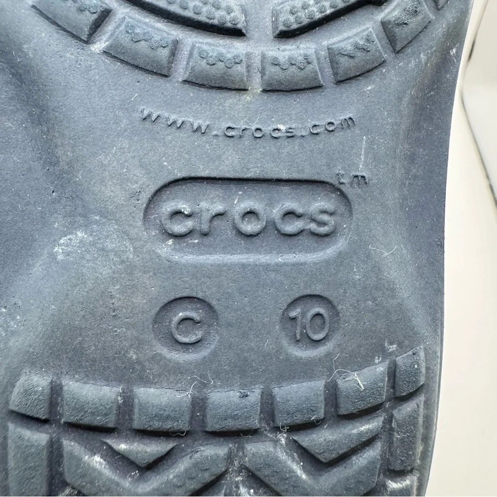 CROCS navy blue toddler flip flops sandals with elastic back 10